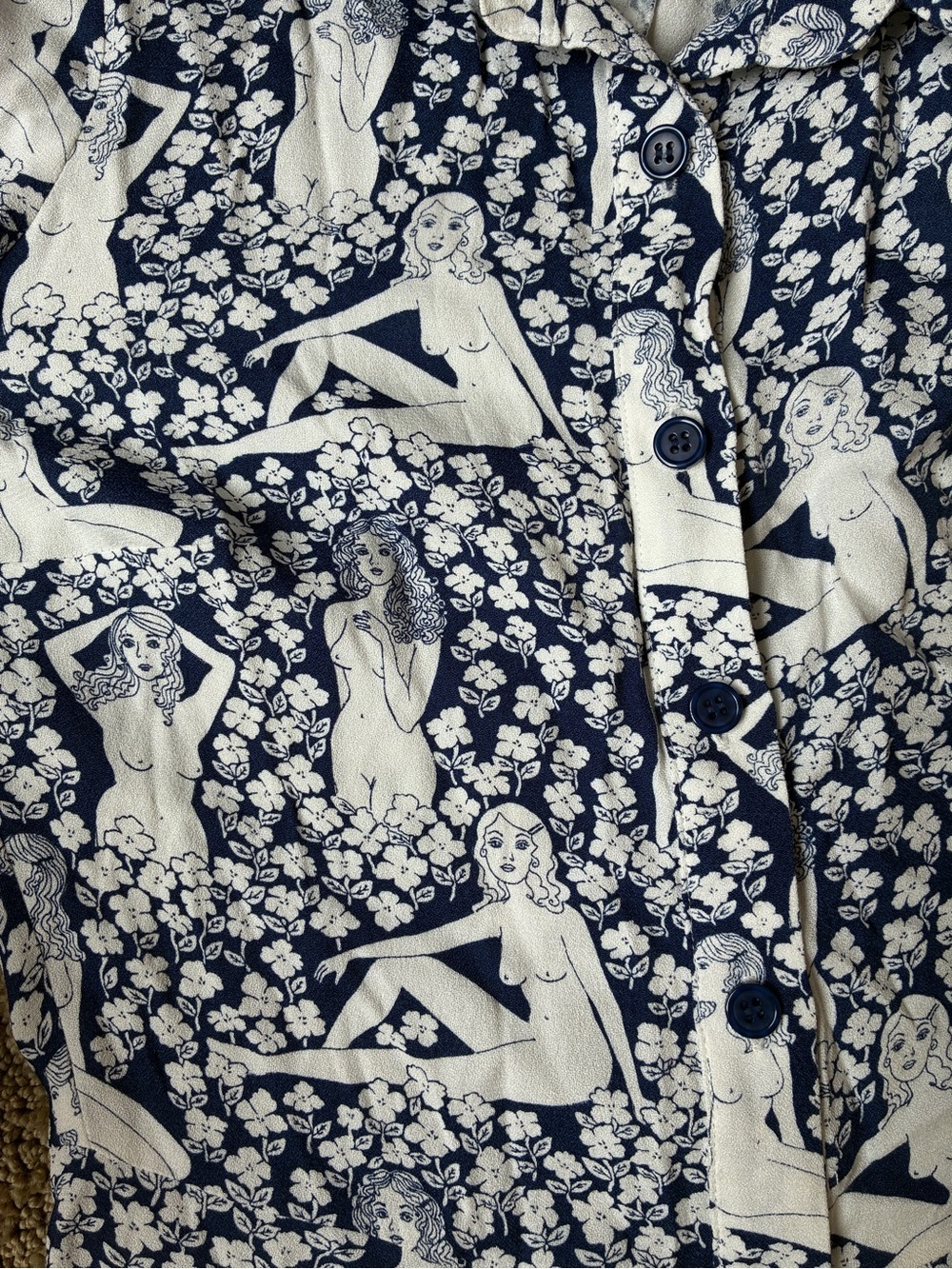 Reformation Dress – artful sketch of Naked female figures Size 2